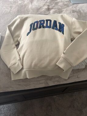Jordan Cream Crewneck Sweatshirt with Blue Lettering NWOT